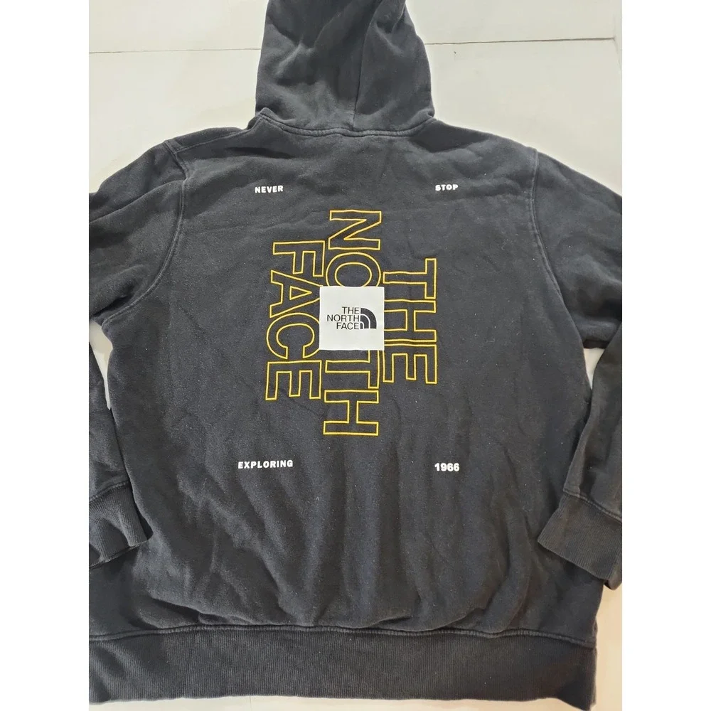 The North Face Circular Design Hoodie Mens XL Black Pullover Sweatshirt Box Logo